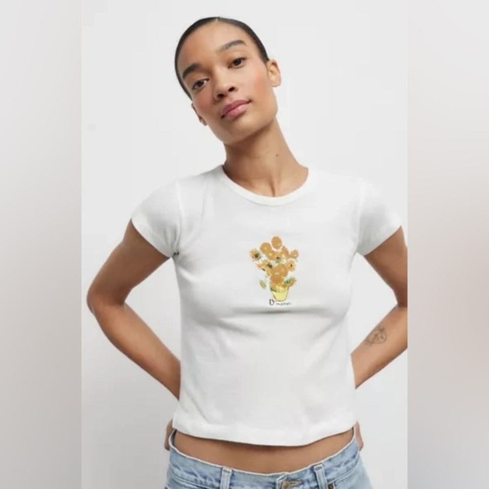 Urban Outfitters White Tee with Floral Graphic